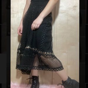 Maje Black Calf Length Skirt